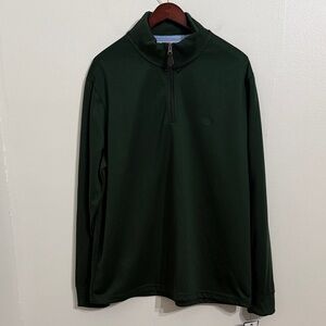 CHAPS Long Sleeve Quarter Zip Pullover Mens Extra Large Dark Green Adult NEW